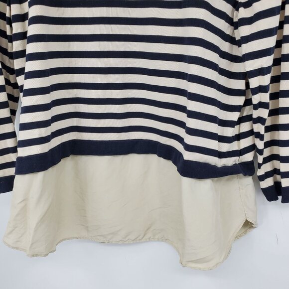 COS Silk Black and White Striped Mixed Media Long Sleeve Knit Sweater Medium - Picture 10 of 12